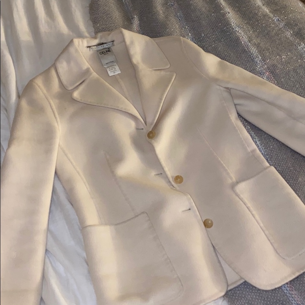 White Celine wool coat size 38